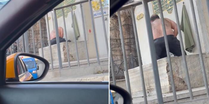 Bağdat Caddesi'nde gören şoke oldu: Gündüz vakti soyunup çeşmede duş aldı!