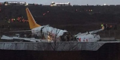 Sabiha Gökçen'de uçağın pistten çıkma anı kameraya yansıdı