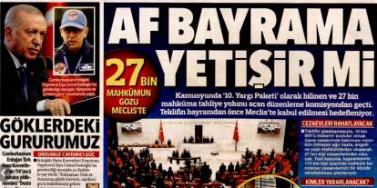 Af Bayrama Yetişir mi? 27 Bin Mahkümun gözü mecliste: 2 Haziran 2025 gazete manşetleri