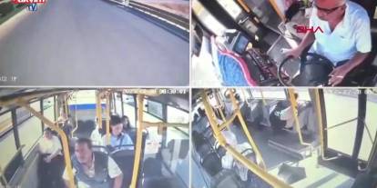 Ecel direksiyon başında yakaladı: Özel halk otobüsü şoförü, seyir halindeyken kalp krizi geçirdi!