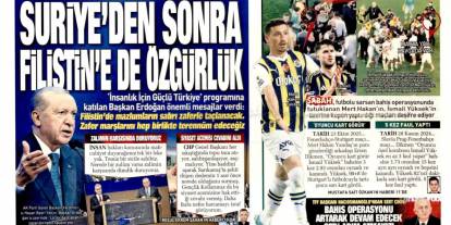 Suriye'den sonra Filistin'e de özgürlük: 10 Aralık 2025 Çarşamba, güncel gazete manşetleri...