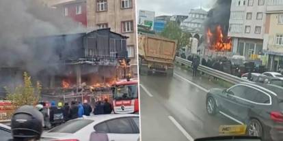 Pendik'te büyük yangın: Yanan otomobilden sıçrayan ateş kafeyi alev topuna çevirdi!