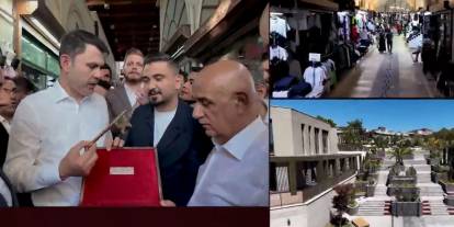 Kahramanmaraş'ta deprem sonrası yenilenen Tarihi Kapalıçarşı esnafından, Murat Kurum'a anlamlı hediye: Devletin gücünü hissettik...
