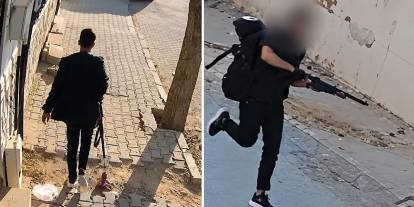 Elini kolunu sallaya sallaya okul önüne giderek dehşet saçtı!