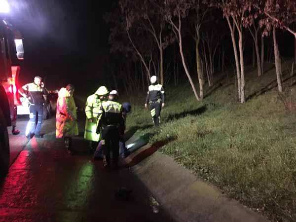 TEM'de kaçak göçmenleri taşıyan minibüs devrildi