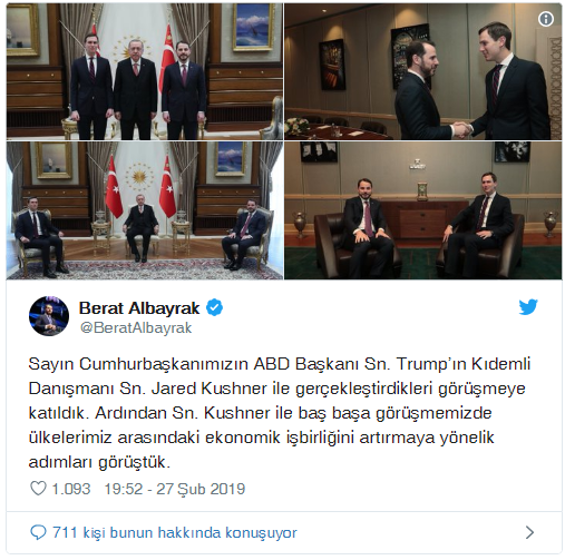 Bakan Albayrak ve Jared Kushner görüştü