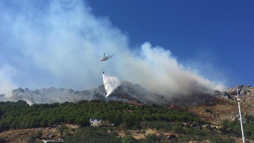 Marmara Adası'nda çıkan ve kontrol altına alınan yangın yeniden başladı