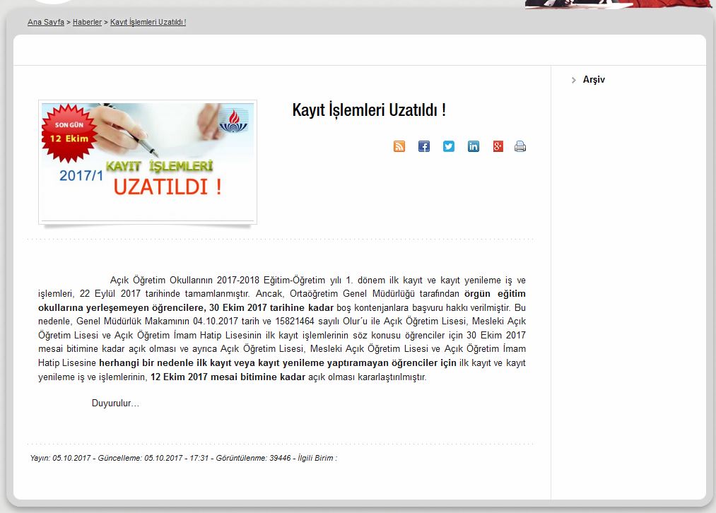 2017-2018 AÖL İlk Kayıt ve Kayıt Yenilemede son 2 gün!