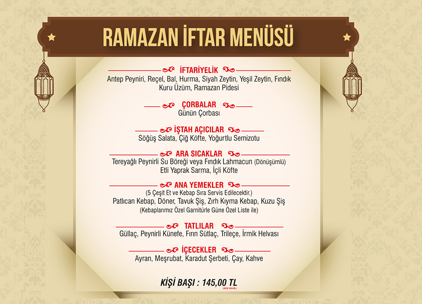 Ziya Şark Sofrası iftar menüleri 2019