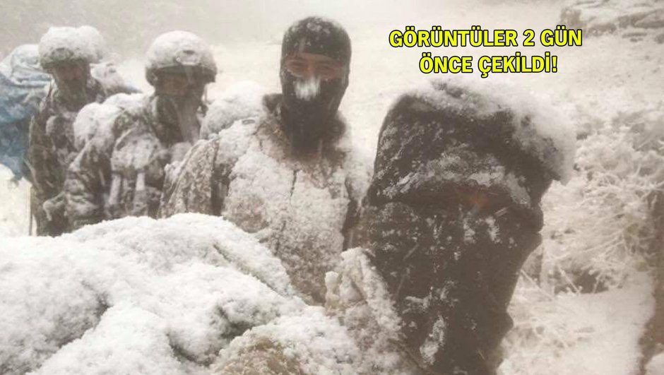 askerler kar altında