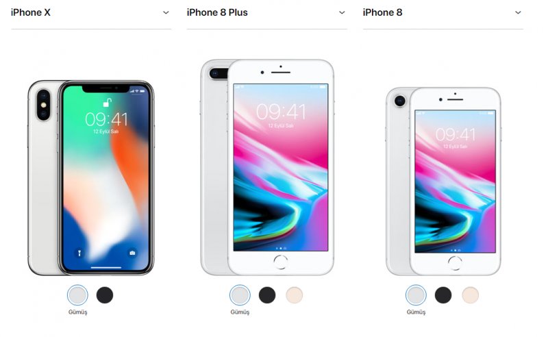 iPhone 8, iphone x ve İphone 8 Plus'ın özelikleri karşılaştırma