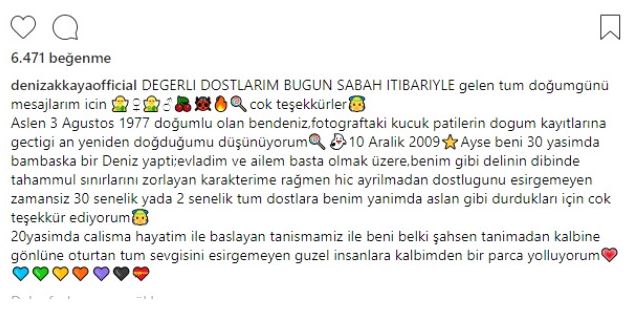 Deniz Akkaya'dan doğum gününü kutlayanlara ayak iziyle teşekkür