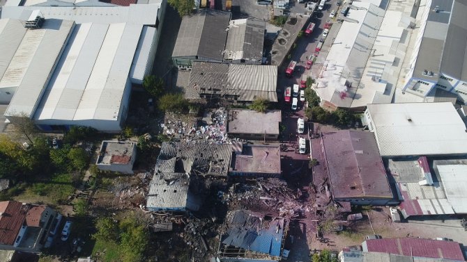 Bursa’da patlama bölgesi havadan görüntülendi