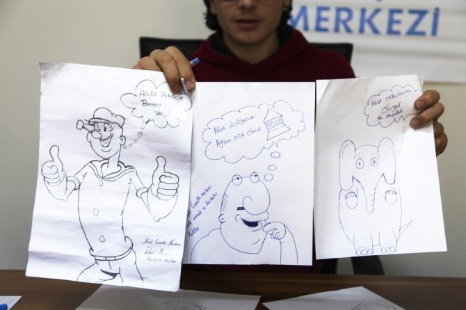 Ahlatlı gençler karikatür öğreniyor