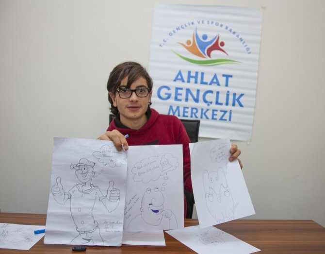 Ahlatlı gençler karikatür öğreniyor