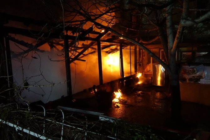 Kuşadası’nda bir lokanta alev alev yandı