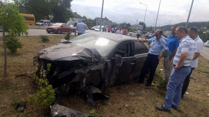 Samsun’da dehşet trafik kazası arablar devrildi!