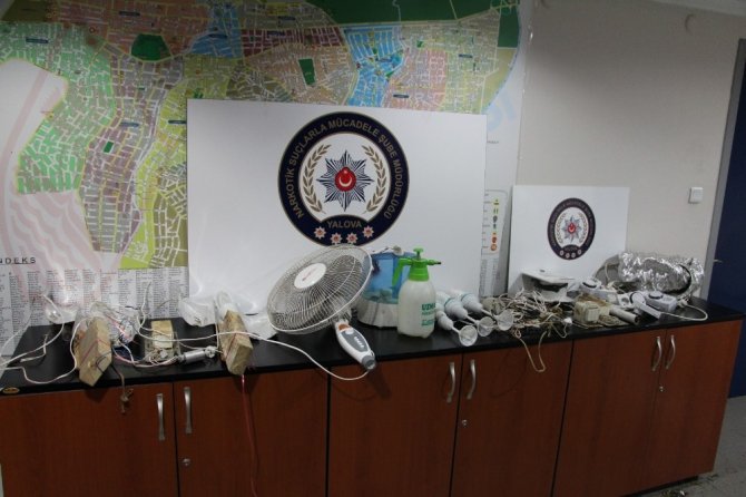 Evini uyuşturucu serasına çevirdi