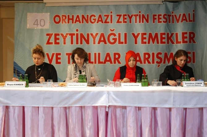 Orhangazi ilçesinde bu yıl 40'ıncısı düzenlenen yarışmada Zeytinyağlı yemekler yarıştı