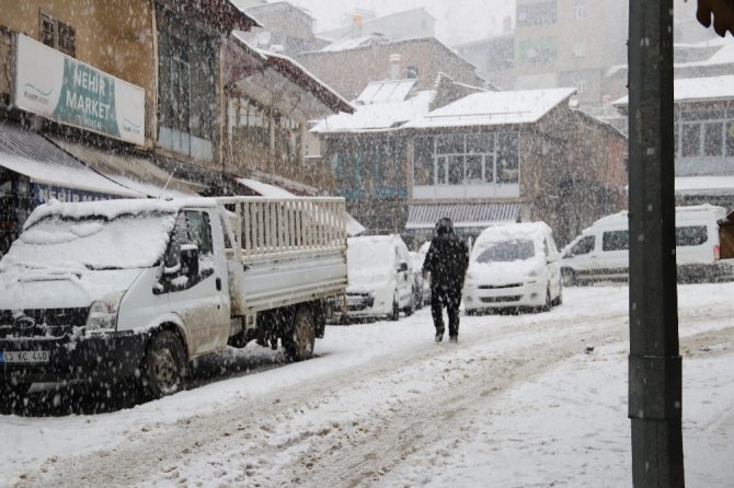 Hizan’da kar yağışı "Bitlis'in Hizan ilçesinde etkili olan kar yağışı hayatı olumsuz etkiledi"