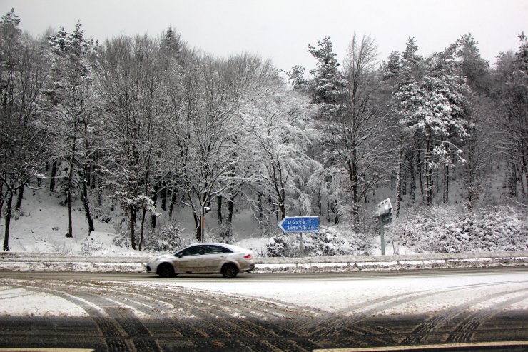 Bolu Dağı'nda etkili olan kar ve sis ulaşımı yavaşlattı