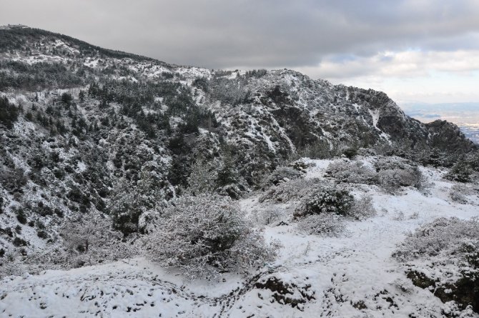 Manisa'nın bin 517 rakımlı Spil Dağı beyaz gelinliğe büründü