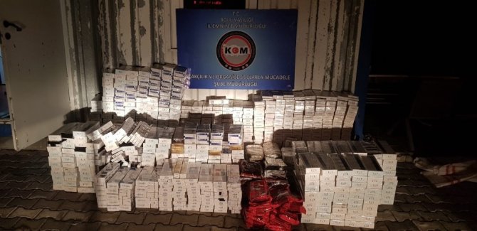 Bolu’da 9 bin 935 paket kaçak sigara ve 75 kilo nargile tütünü ele geçirildi