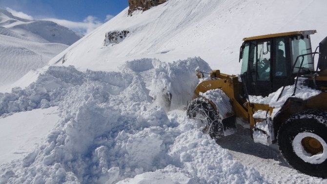Çığ düşmesi sonucu trafiğe kapanan Van-Bahçesaray yolu tek şeritten ulaşıma açıldı