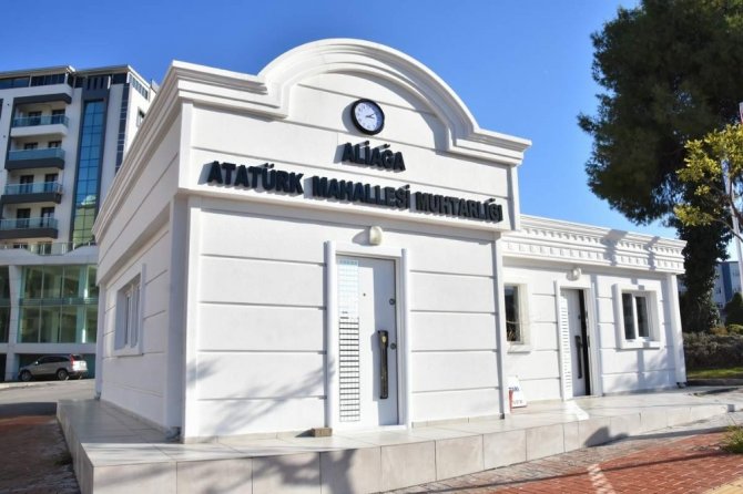 Aliağa Belediyesi ilçe merkezindeki muhtarlık binalarını yenileyerek modern bir görünüme kavuşturdu.