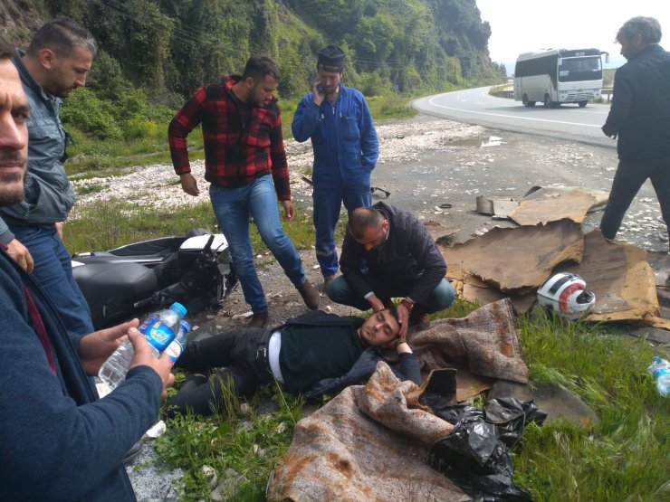 Zonguldak'ın Ereğli ilçesinde Alkollü motosiklet sürücüsü kaza yaptı