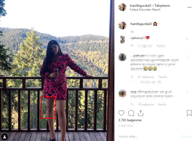 Mini elbiseli poz paylaşan Hanife Gürdal'ın photoshop foyası ortaya çıktı