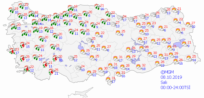 Bugün yağmur var mı? | 8 Ekim hava durumu | 8 Ekim Salı yağmur var mı? | Meteoroloji hava durumu