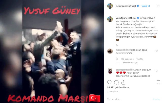 Yusuf Güney polislerle söylediği Komando Marşı gündem oldu