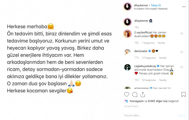 Fenerbahçe TV'nin sunucusu Dilay Kemer'in hastalığı tekrar nüksetti