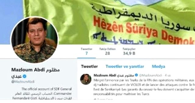 Twitter'da büyük rezalet! Teröristbaşı Mazlum Kobani'nin hesabı onaylandı
