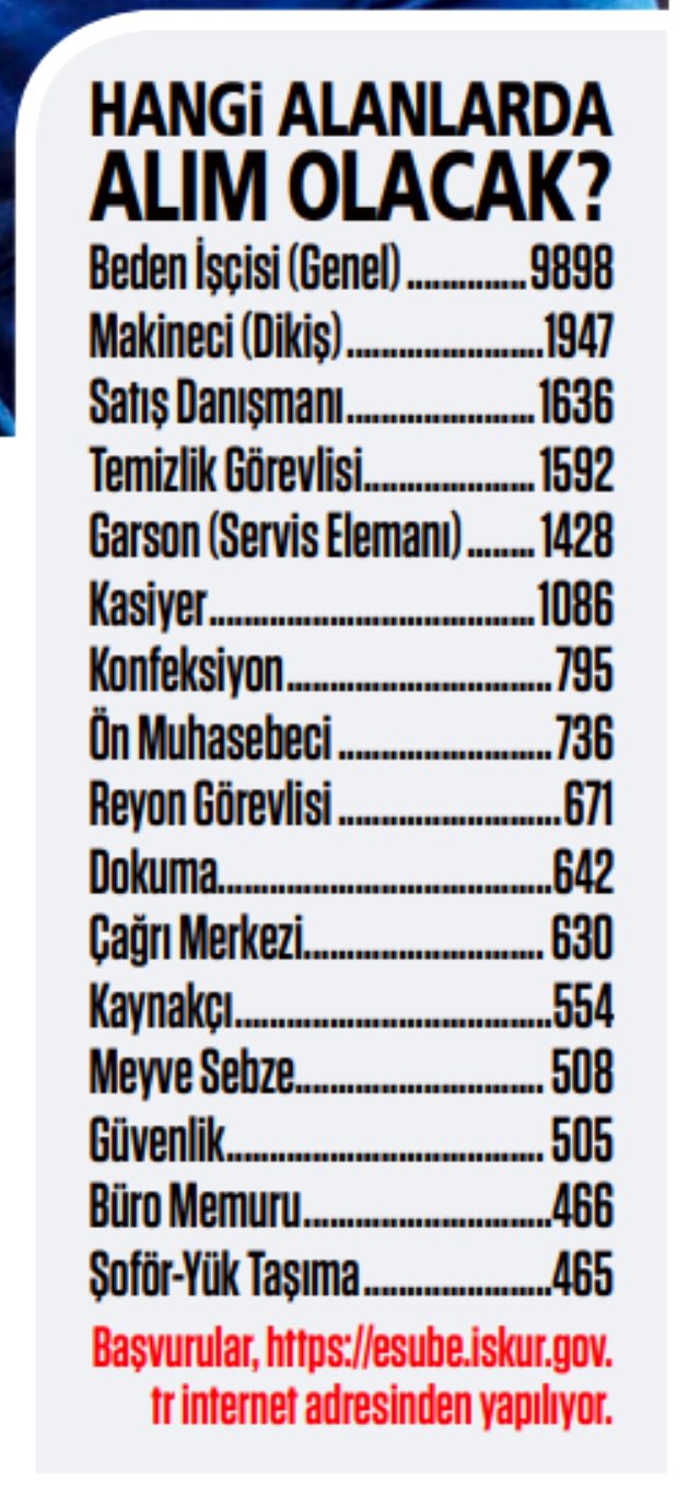 İŞKUR 51 bin personel alımı yapacak! İşte işçi alımı yapılacak meslekler...