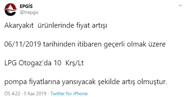 LPG'de son dakika fiyat değişikliği!