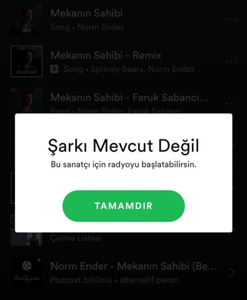 Norm Ender’in şarkısı Spotify'dan kaldırıldı