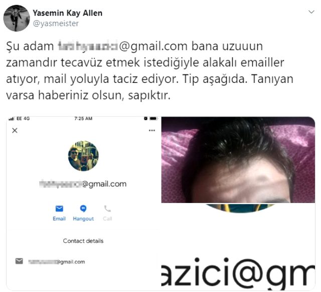 Yasemin Allen kendisine tecavüz etmek isteyen takipçisini ifşa etti