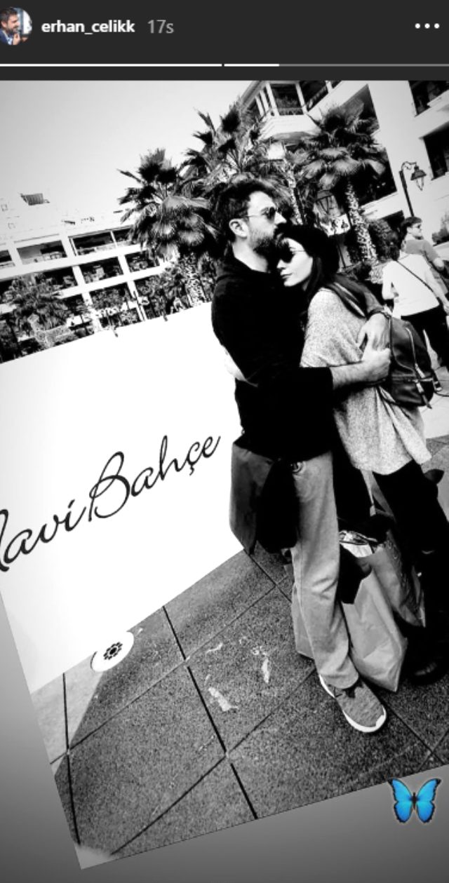 Erhan Çelik ve eşi Özlem Gültekin'den sarmaş dolaş poz