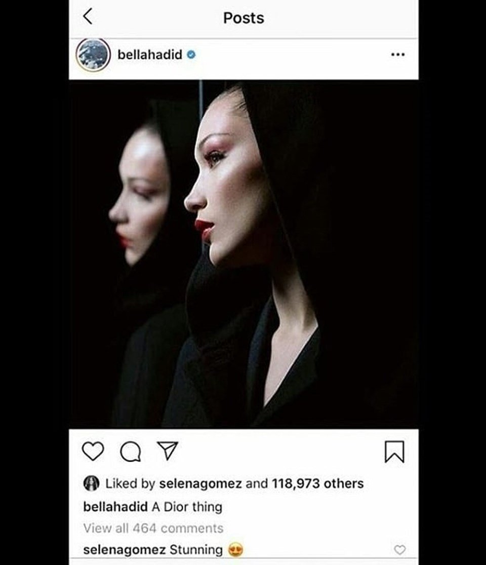 Selena Gomez Bella Hadid'in paylaşımına yorum yapınca Hadid fotoğrafı sildi