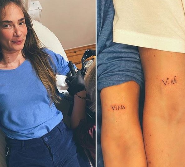 Doğumuna sayılı günler kalan Müge Boz çocuğunun ismini dövme yaptırdı