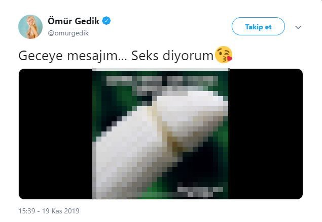 Ömür Gedik'ten pes dedirten paylaşım: Seks diyorum!