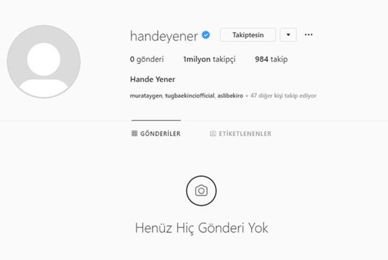 Hande Yener 1 milyon takipçili hesabını yekten sildi