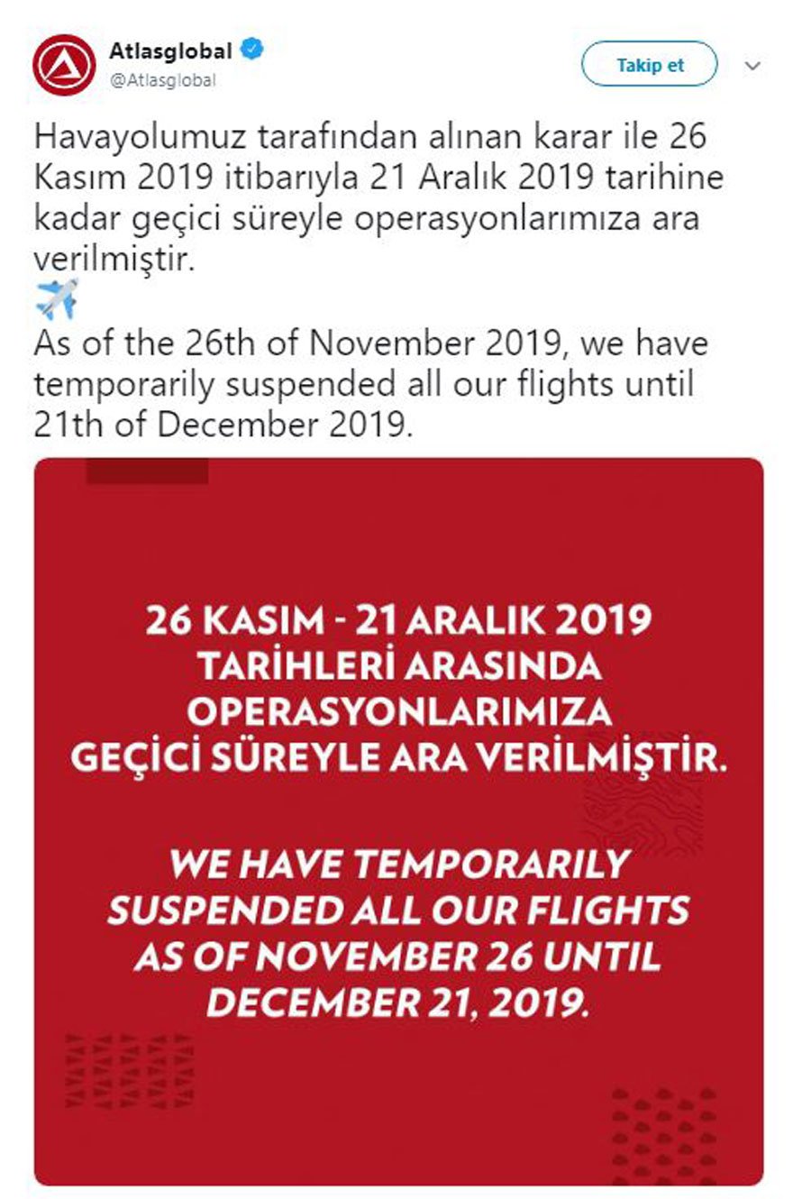 Hava yolundan şok açıklama! Uçuşlarını durdurdu