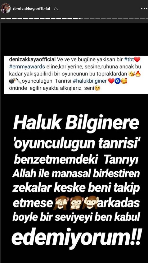 Deniz Akkaya'nın Haluk Bilginer'e 'Tanrı' benzetmesi ortalığı karıştırdı