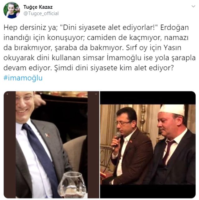Tuğçe Kazaz'dan Ekrem İmamoğlu'na 'Simsar' eleştirisi