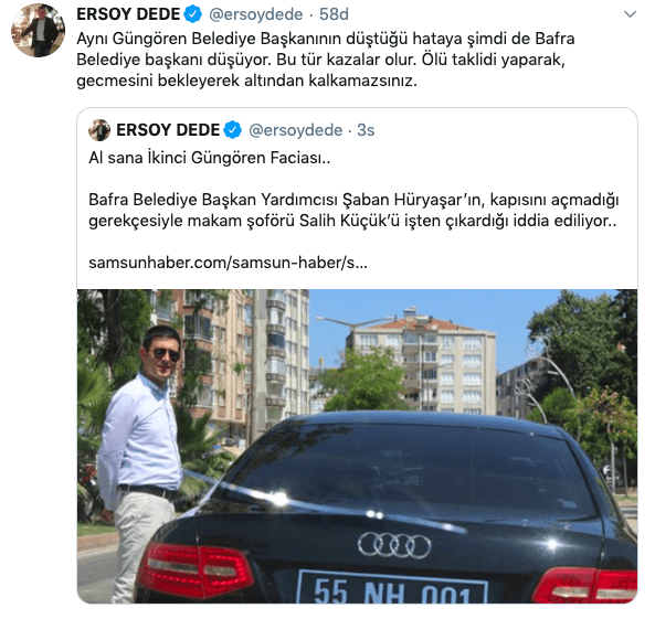 Bafra Belediyesi'nde skandal! Kapısını açmadığı için şoförü işten çıkardı