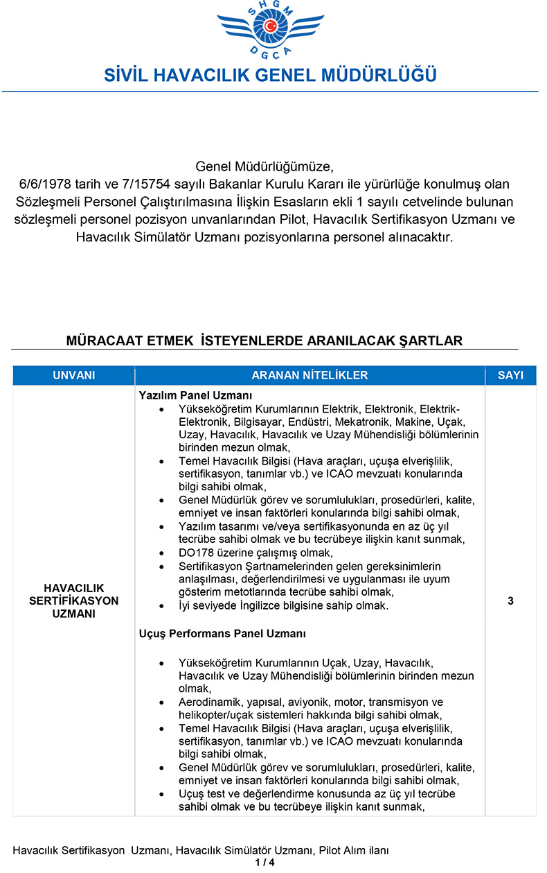 Sivil Havacılık Genel Müdürlüğü'nden 19 bin TL maaşla personel alım ilanı