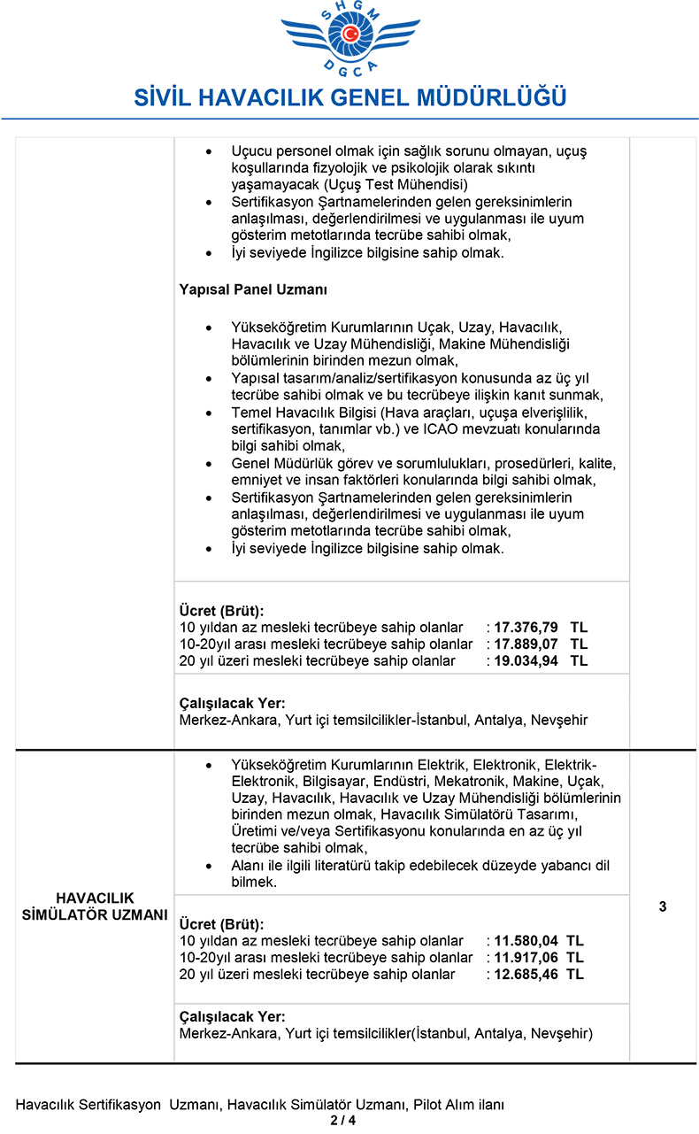 Sivil Havacılık Genel Müdürlüğü'nden 19 bin TL maaşla personel alım ilanı